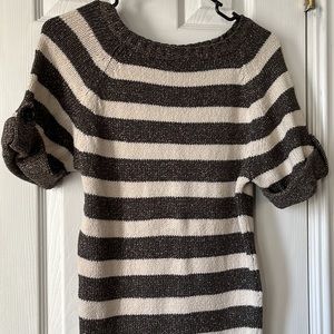 Ann Taylor sparkly striped short sleeve sweater tunic top size XS